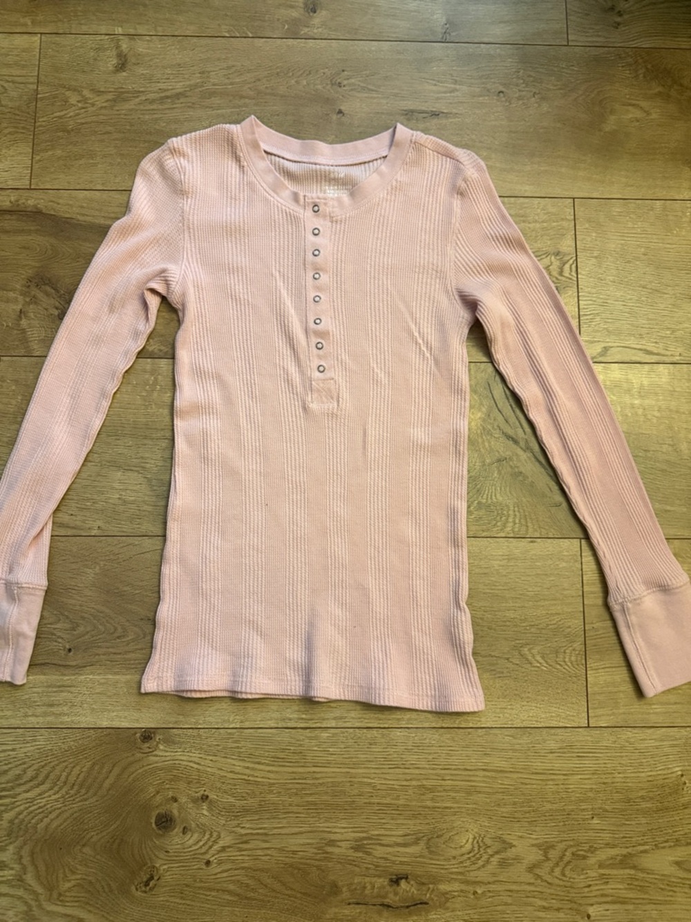 aerie Blush Ribbed Henley Long Sleeve